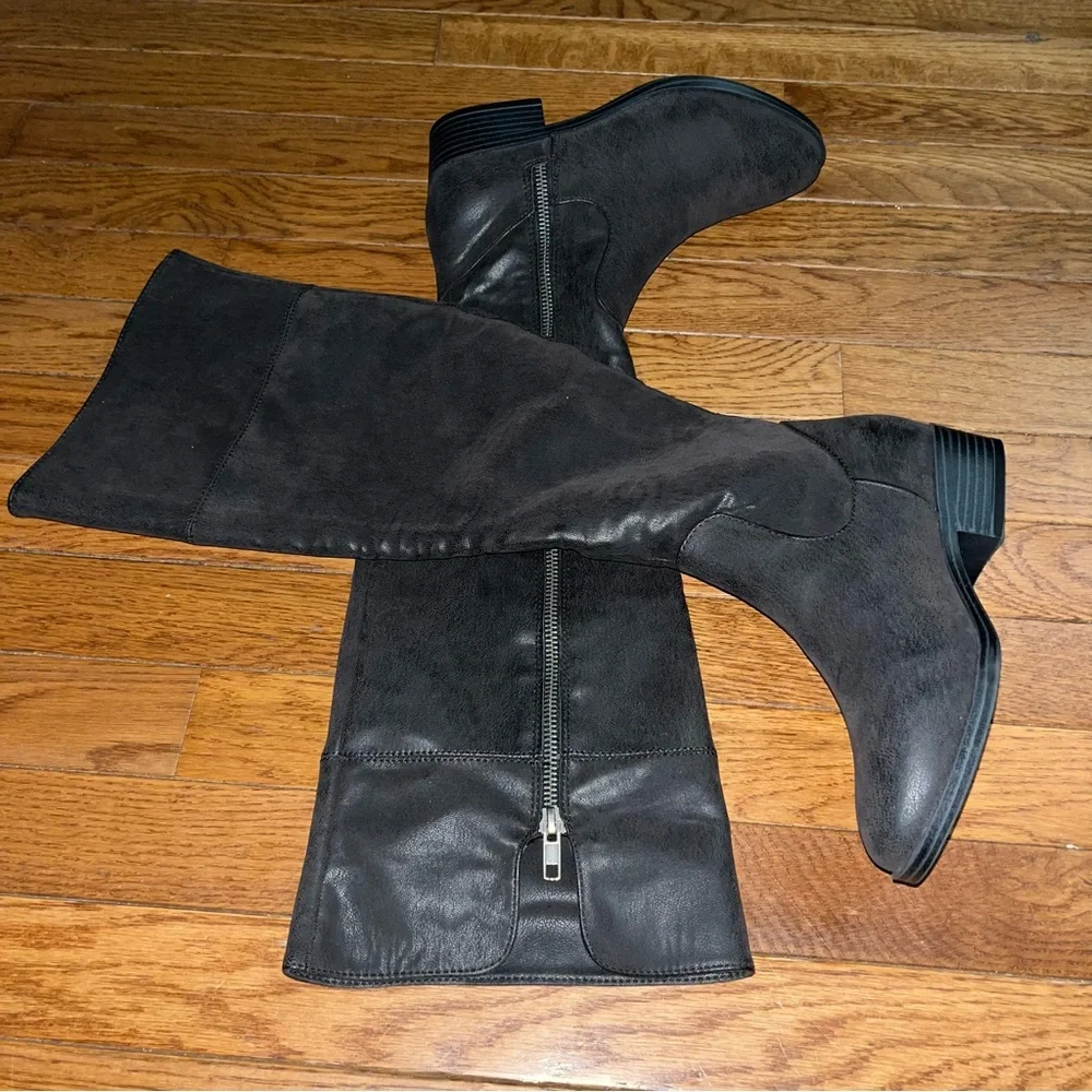 MIA Black Carsyn Knee High Boot Faux Leather Women’s Size 5 Wide Width 5W
